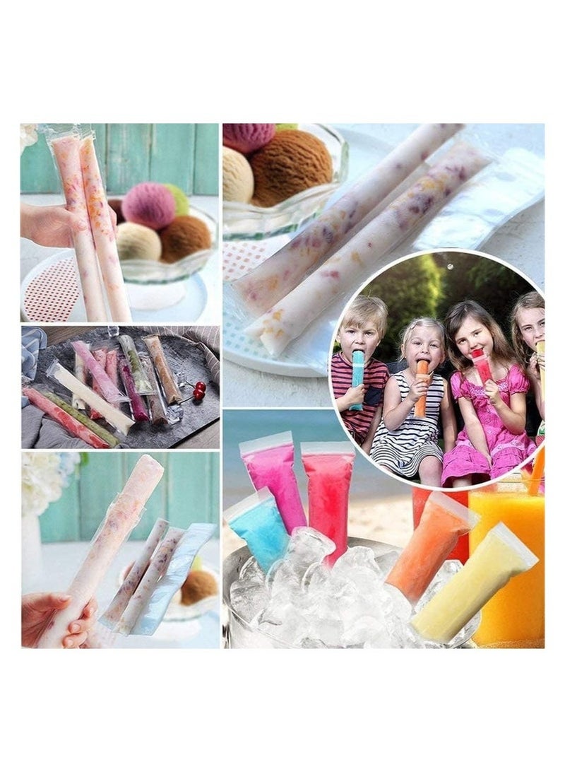 200 Pieces Popsicle Bags, Disposable Ice Popsicle Mold Bags, Ice Pop Mold Bags with Funnel, Pop Mold Bags for Healthy Snacks, Yogurt Sticks, Juice, Fruit Smoothies (Clear). The funnel is a random color. - Image 4